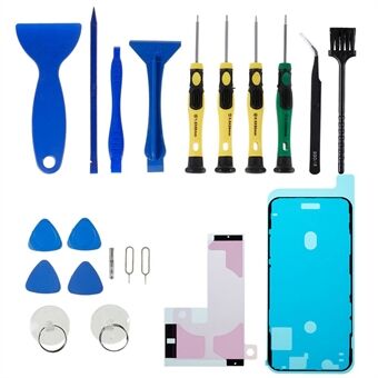 JF-8182 21-in-1 reparatieset voor mobiele telefoons Precision voor iPhone 11 6,1 inch openingstool met batterij Plakbandsticker + middenplaatframe Waterdichte zelfklevende sticker