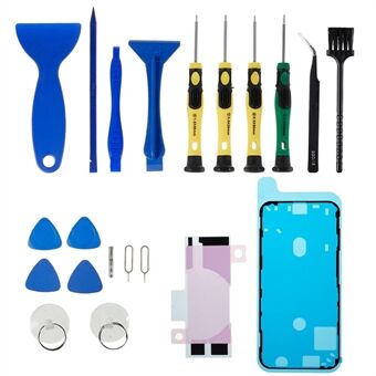 JF-8182 draagbare Precision 21-in-1 mobiele telefoon reparatie tool voor telefoon 12 mini 5,4 inch reserveonderdelen batterij plakband sticker + middenplaat frame waterdichte zelfklevende sticker, openingstool voor telefoon scherm batterij reparatie