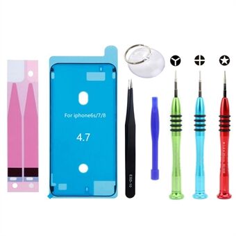 JF-8164 8-in-1 Batterij Sticker + Waterdichte Sticker Schroevendraaier Reparatie Tool Kit voor iPhone 8 4.7 Batterij