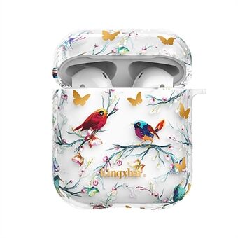 KINGXBAR Water Transfer Printing Geautoriseerde Swarovski Strass PC-beschermhoes voor Apple AirPods met oplaadetui (2016) / (2019)