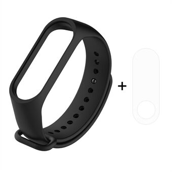 Voor Xiaomi Mi Smart Band 4 / Mi Band 3 Verstelbare zachte siliconen polsband + volledige TPU-schermbeschermer: