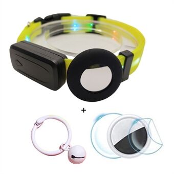 Voor AirTag Tracker Luminous Huisdierhalsband Set met Siliconen Hoes, Bel, Schermbeschermers (Maat M)