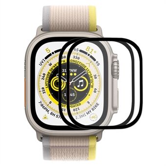 ENKAY HAT Prince 2 Stks / set Screenprotector van gehard glas voor Apple Watch Ultra 49 mm Scratch 9H HD-schermbeschermer Volledige dekking Zijdedrukschermfilm