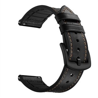 22 mm echt leer gecoate siliconen Smart horlogeband voor Samsung Gear S3 Classic/ Frontier - zwart