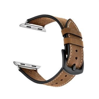 Rasterstijl Crazy Horse Skin Lederen Smart Horlogebandje voor Apple Watch SE/Serie 6/5/4 44mm/Serie 3/2/1 42mm