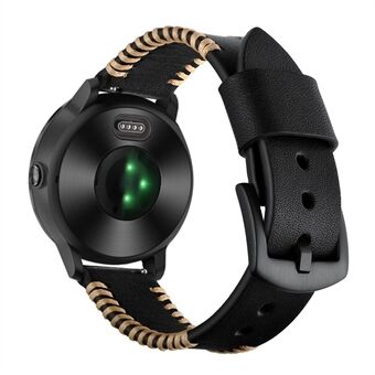 Echt lederen band van 20 mm met varkensribbetjes voor Garmin Vivoactive 3 / Vivomove HR