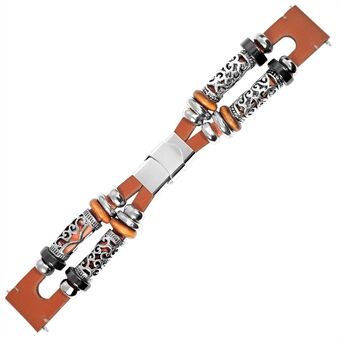 22mm handgemaakte retro rundlederen kraal DIY horlogebandje voor Huami Amazfit GTR 47mm/ Samsung Galaxy Watch 46mm etc.