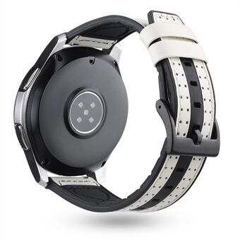 22 mm koolstofvezel lederen gecoate siliconen horlogeband voor Huawei Watch GT2 / Galaxy Watch 46 mm enz.