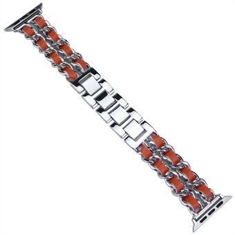 Metaal + PU-leer geweven Smart horlogeband voor Apple Watch Series 6/SE/5/4 40mm / Series 3/2/1 38mm
