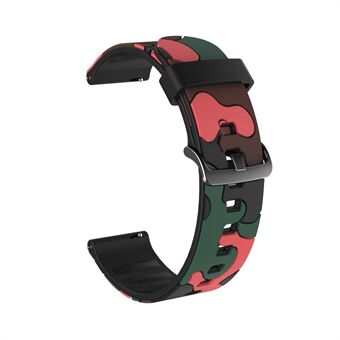 22 mm camouflage huid flexibele siliconen band voor Samsung Gear S3 / Galaxy horloge 46 mm / Huawei GT2 46 mm / Huami Amazfit horloge 1/2 / GTR 47 mm