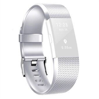 Vervangende horlogeband van metaalachtige kleur met wafelstructuur, maat S voor Fitbit Charge 2