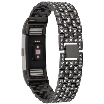 Horlogeband met metalen strass decor voor Fitbit Charge 2