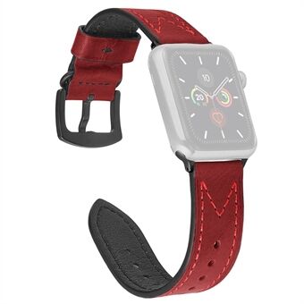 M-vormige nagelriem van echt leer voor Apple Watch Series 4/5/6 / SE 44 mm / Series3 / 2/1 42 mm