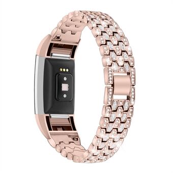 Strass Decor Zinklegering Smart Watch Band Rem Vervanging voor Fitbit Charge 2.