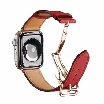 Vouwgesp Echt lederen Smart horlogeband [Rose Gold Buckle] voor Apple Watch SE / Series 6/5/4 40MM / Series 3/2/1 38mm