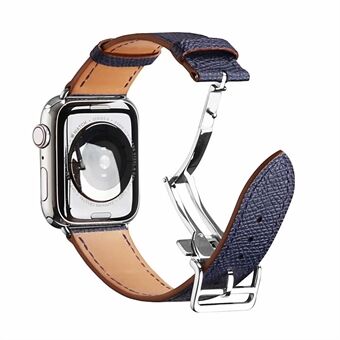 Vouwgesp Smart horlogeband van echt leer [zilveren gesp] voor Apple Watch SE / Series 6/5/4 44MM / Series 3/2/1 42mm