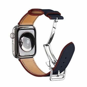 Vouwgesp Smart horlogeband van echt leer [zilveren gesp] voor Apple Watch SE / Series 6/5/4 44MM / Series 3/2/1 42mm