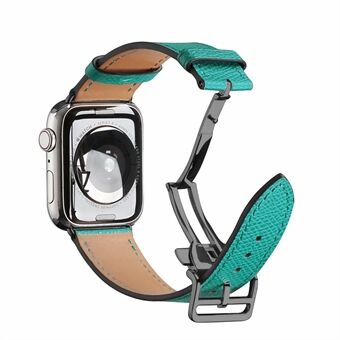 Lederen band voor Apple Watch SE / Series 6/5/4 44 mm / Series 3/2/1 42 mm zwarte vouwgesp