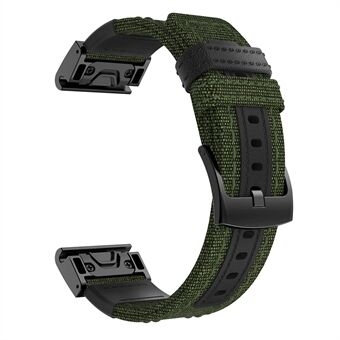 Canvas + echt leren riem Nylon riem voor Garmin Fenix 5 Plus / Fenix 3