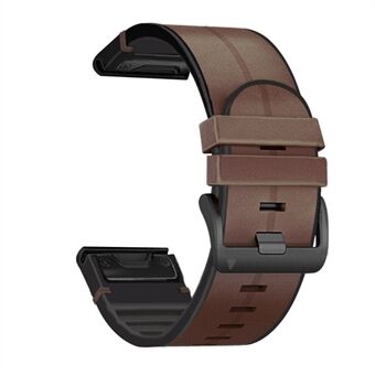 Echt leer + vervanging van siliconen polshorloge voor Garmin Fenix 6X / 5X Plus / 3 / 3HR