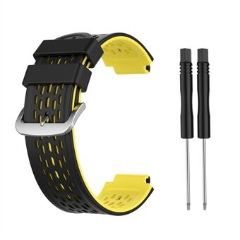 Dubbelkleurige Siliconen Horlogeband voor Garmin Approach S2 S4 / Garmin Vivoactive - Zwart / Geel