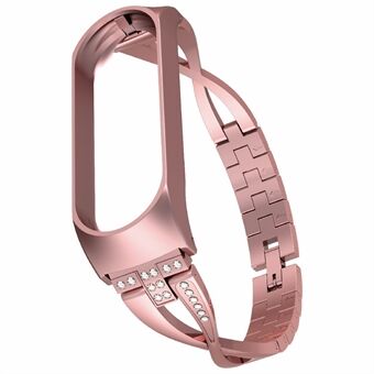 Metalen band met diamantdecoratie X-vormige Steel vervanging voor Xiaomi Mi Band 4/3