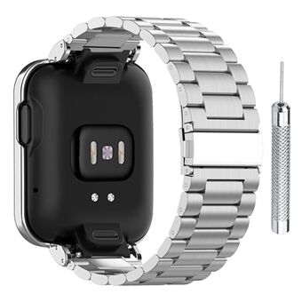 Geïntegreerde drie kralen 304 Steel vervangende band met behuizingbeschermer voor Xiaomi Redmi Watch / Mi Watch Lite - zilver