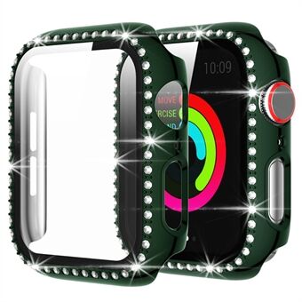 Enkele Cover Strass Decoratieve PC Case Cover + Gehard Glas Screen Protector voor Apple Watch Series 3/2/1 42mm