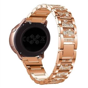 18mm 3 Kralen Strass Decor Smart Horloge Metalen Band voor Garmin Venu 2S / Vivoactive 4S