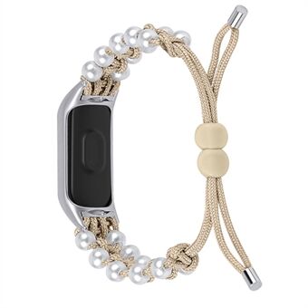 Pearl Decor Verstelbare gevlochten touw Polsband Vervanging horlogeband voor Xiaomi Mi Band 3/4