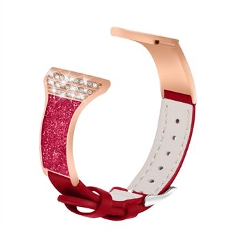 Strass Decor Keramiek + Lederen Horlogeband voor Garmin Vivoactive 4