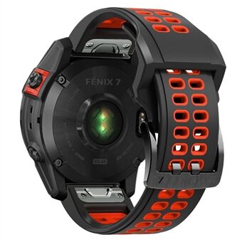 Voor Garmin Fenix 7/Epix Twee Rij Gaten Dubbel Gekleurde Quick Release Siliconen Horlogeband Polsband 22mm