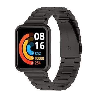 Voor Xiaomi Redmi Watch 2 Lite drie kralen Steel vervangende polsband met horlogekast - zwart