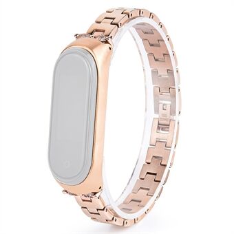 Voor Xiaomi Mi Band 3/4 Bling Strass Decoratieve Smart Horloge Roestvrij Steel Ketting Horlogebandje Metalen Horlogebandje: