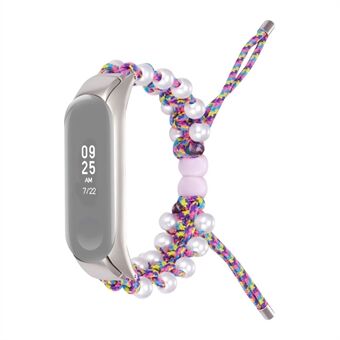 Voor Xiaomi Mi Band 5/6 Stijlvolle Kralen Decor Vervanging Polsband Lace Design Verstelbare Nylon Koordriem