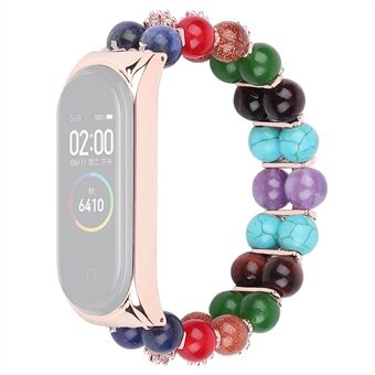 Voor Xiaomi Mi Band 5/6 Kleurrijke Stenen Horlogeband Twee Rijen Kralen Versierd Polsband Smart Horloge Band Armband: