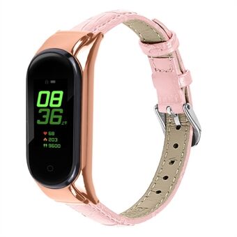 Voor Xiaomi Mi Band 7 Bamboenerf Toplaag Koeienhuid Lederen Gesp Ontwerp Horlogeband met Rose Gouden Horloge Cover: