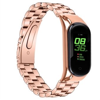 Voor Xiaomi Mi Band 7 Steel polsband met drie kralen vervangende horlogeband met opvouwbare gesp