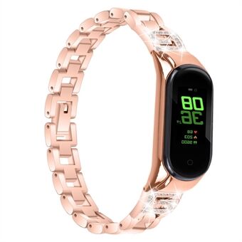 Voor Xiaomi Mi Band 7 G Letter Steentjes Decor Steel horlogeband Vervanging polsband: