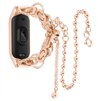 Voor Xiaomi Mi Band 5/6 twee rijen roestvrij Steel stijlvolle horlogeband vervangende polsband: