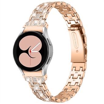 Voor Samsung Galaxy Watch4 Active 40mm/44mm/Watch4 Classic 42mm/46mm 5 rijen Strass roestvrij Steel Smart horlogeband Polsband met dubbele gesp