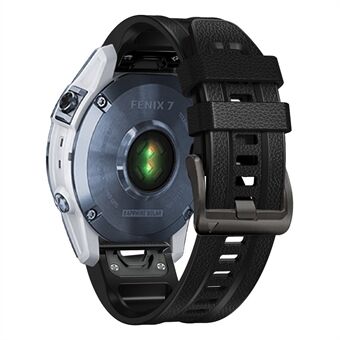 Voor Garmin Tactix 7 Pro /Fenix 7X/Fenix 6X Pro Quick Release Leer Gecoat Siliconen Smart Horloge Band Polsband 26mm