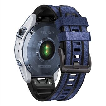 Voor Garmin Tactix 7 Pro /Fenix 7X/Fenix 6X Pro Quick Release Leer Gecoat Siliconen Smart Horloge Band Polsband 26mm