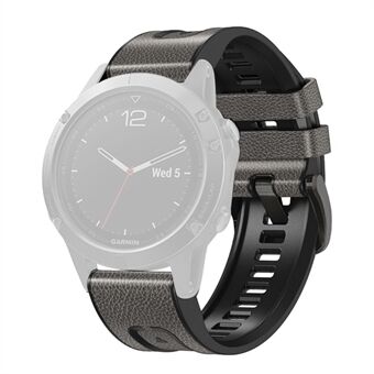 Voor Garmin Fenix 7X Quick Release lederen gecoate siliconen horlogeband vervangende polsband 26mm