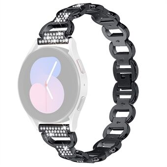 Voor Samsung Galaxy Watch 5 Pro 45mm / Watch 5 Active 40mm / 44mm Strass versierde metalen horlogeband Quick Release 20mm horlogeband - Zwart