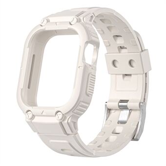 Voor Apple Watch Series 8/7 41mm/6/5/4/SE/SE (2022) 40mm/3/2/1 38mm Siliconen horlogeband Polsband + Anti-drop horlogekast