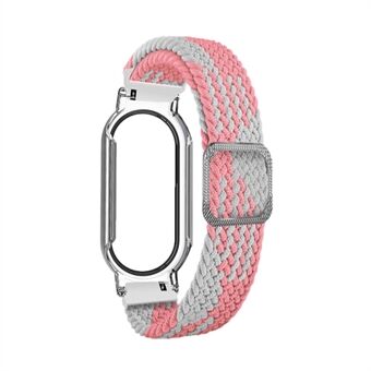 Voor Xiaomi Mi Band 7/7 NFC elastische horlogeband 3 in 1 nylon gevlochten polsband met pc-horlogekast / schermbeschermer van gehard glas
