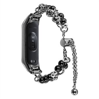 Voor Xiaomi Mi Band 5/6 metalen horlogeband glijdende verstelbare parel sieraden polsband voor dames meisjes