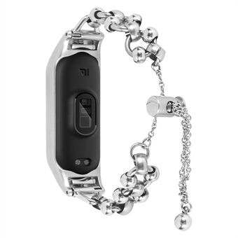 Voor Xiaomi Mi Band 3 / 4 horlogebandje metalen armband uitgehold kraal decor smartwatch band vervanging