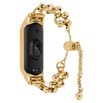 Voor Xiaomi Mi Band 7 Kraal Decor Smartwatch Band Vervanging Hol Horlogebandje Metalen Armband Bandje